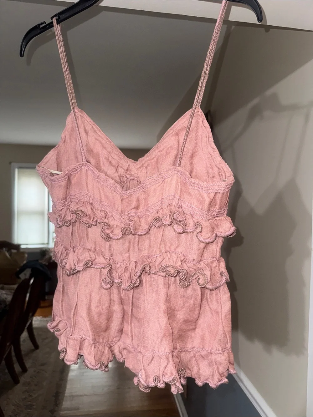 Max Studio Pink Ruffled Spaghetti Strap Tank Top - Picture 2 of 5
